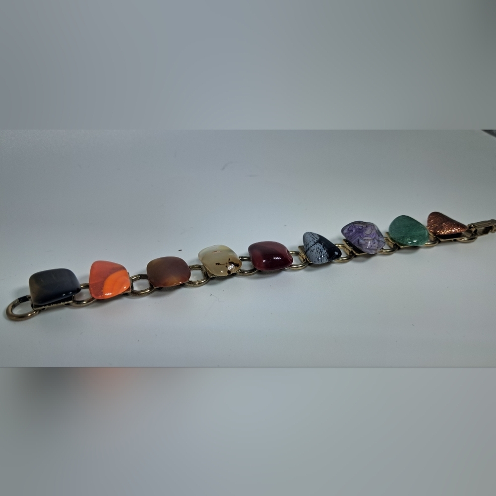Gold Tone Multi Gemstone Bracelet